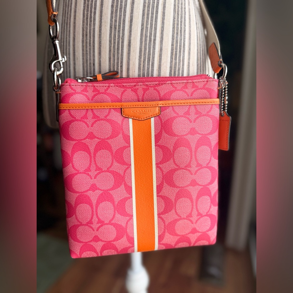 Coach Vibrant Pink and Orange Crossbody Bag